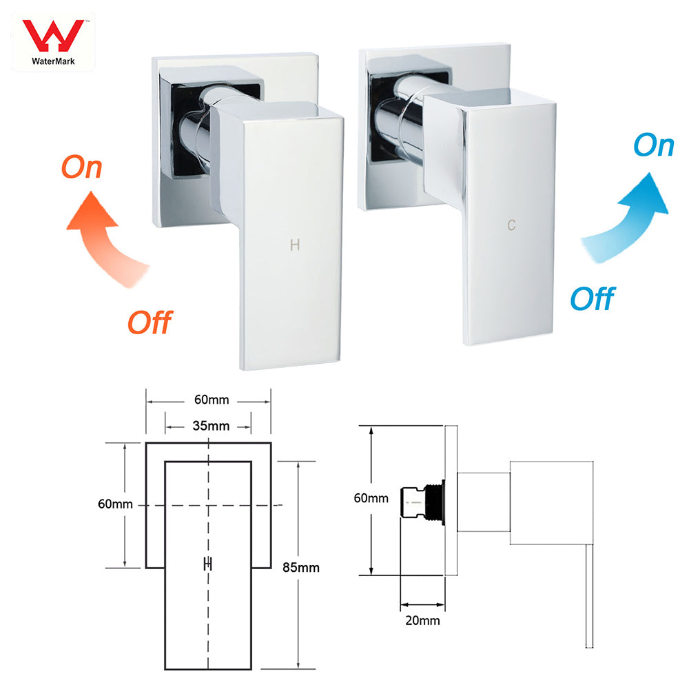 WELS Chrome Square 10" Rain Shower Head 3 Mode Handheld Sliding Rail Wall Arm Taps Set