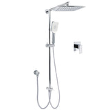 Shower Heads & Screens: WELS Chrome Square 10" Rain Shower Head 3 Mode Handheld Sliding Rail Wall Arm With Mixer