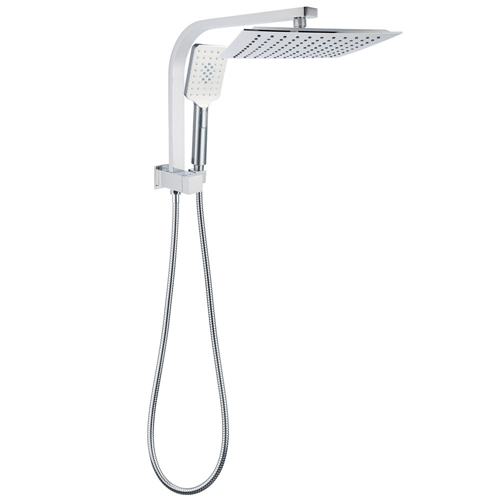 Shower Heads & Screens: WELS Dual Square Shower Head 3 Mode Handheld Diverter Wall Arm 10" Rain Set