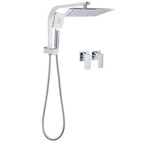 Shower Heads & Screens: WELS Twin Square 10" Rain Shower Head 3 Mode Handheld Diverter Wall Arm Taps Valve