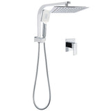 Shower Heads & Screens: WELS Twin Square 10" Rain Shower Head 3 Mode Handheld Diverter Wall Arm Mixer Set