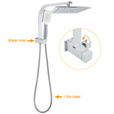 Shower Heads & Screens: WELS Twin Square 10" Rain Shower Head 3 Mode Handheld Diverter Wall Arm Mixer Set