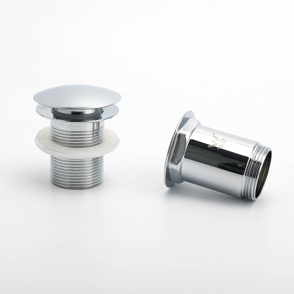Chrome Round Basin 32mm Pop Up Brass Waste Plug Non Overflow Extension Length Drain Kit