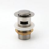 Shower Heads & Screens: Brushed Nickel 32mm Push Pop Up Waste Plug Overflow Basin Sink Drain Outlet Kit