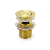 Shower Heads & Screens: Brushed Gold 32mm Pop Up Push Waste Plug With Overflow Basin Sink Drain Outlet