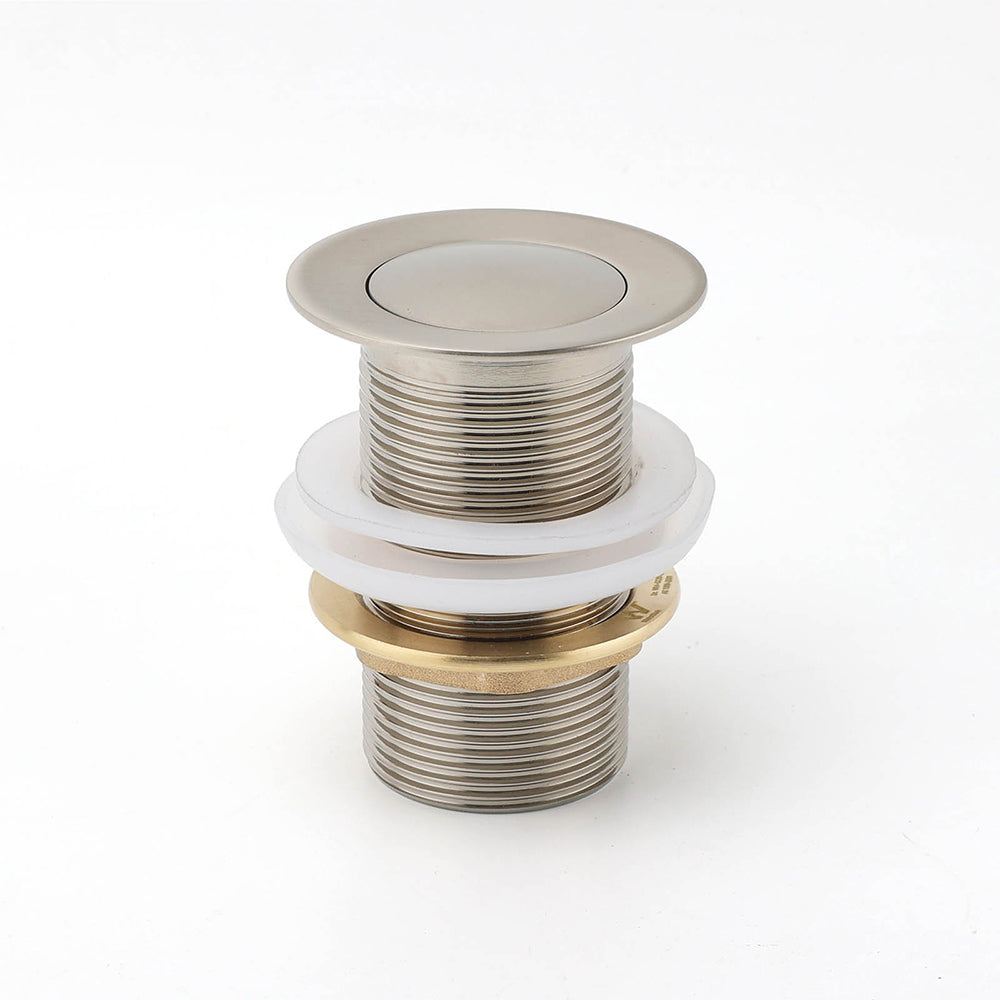 Shower Heads & Screens: Brushed Nickel 32mm Push Pop Up Waste Plug Non-Overflow Basin Sink Drain Outlet