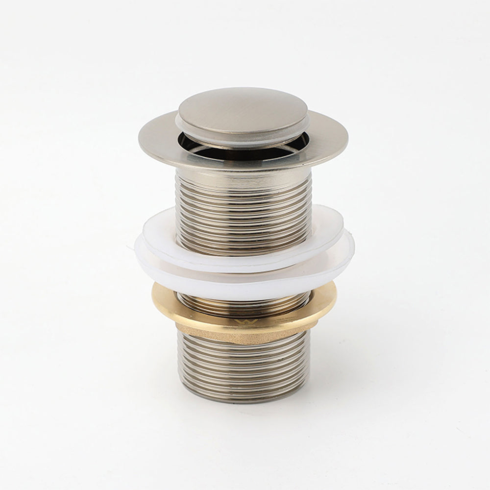 Shower Heads & Screens: Brushed Nickel 32mm Push Pop Up Waste Plug Non-Overflow Basin Sink Drain Outlet