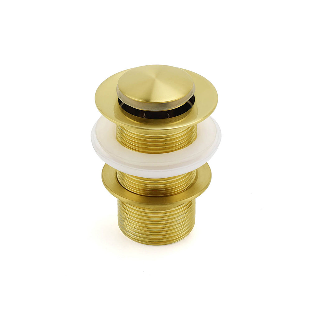 Watermark 32mm Pop Up Push Waste Plug No Overflow Basin Sink Drain Brushed Gold
