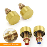 Shower Heads & Screens: Brushed Gold 1/4 Turn Round Knob Hot Cold Tap Wall Set For Shower Vanity Spout