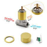 Shower Heads & Screens: Brushed Gold Round Knob Turn Shower Hot Cold Mixer Tap Valve Ceramic Cartridge