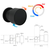 Shower Heads & Screens: Matt Black Round Knob Concealed Shower Mixer Valve Hot Cold Water Switch Tap Kit