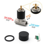 Shower Heads & Screens: Matt Black Round Knob Concealed Shower Mixer Valve Hot Cold Water Switch Tap Kit