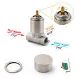 Shower Heads & Screens: Brushed Nickel Bath Shower Mixer Round 1/4 Knob Hot Cold Tap Cartridge Spindle