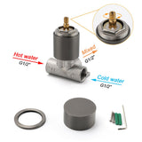 Shower Heads & Screens: Gun Metal Round 1/4 Knob Handle Wall Mounted Shower Hot Cold Water Mixer Tap Kit