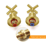 Shower Heads & Screens: Brushed Gold Shower 1/4 Turn Twin Taps Basin Bath Spout Hot Cold Water Mixer Set