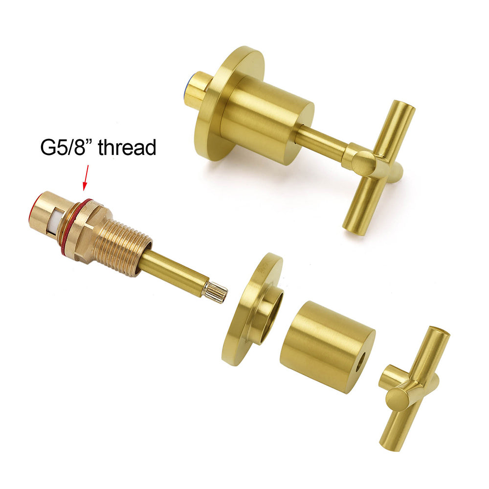 Shower Heads & Screens: Brushed Gold Shower 1/4 Turn Twin Taps Basin Bath Spout Hot Cold Water Mixer Set
