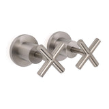 Shower Heads & Screens: Brushed Nickel 1/4 Turn Twin Shower Taps Set Hot Cold Water Control Vanity Mixer