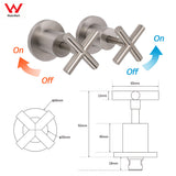 Shower Heads & Screens: Brushed Nickel 1/4 Turn Twin Shower Taps Set Hot Cold Water Control Vanity Mixer