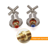 Shower Heads & Screens: Brushed Nickel 1/4 Turn Twin Shower Taps Set Hot Cold Water Control Vanity Mixer
