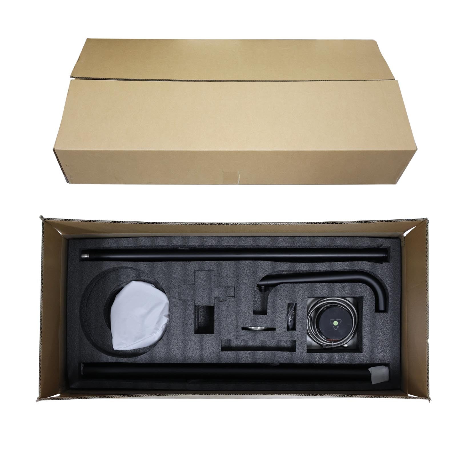 WELS Matte Black 316SUS Dual Shower Set Outdoor Bath System Rainfall 10" Head