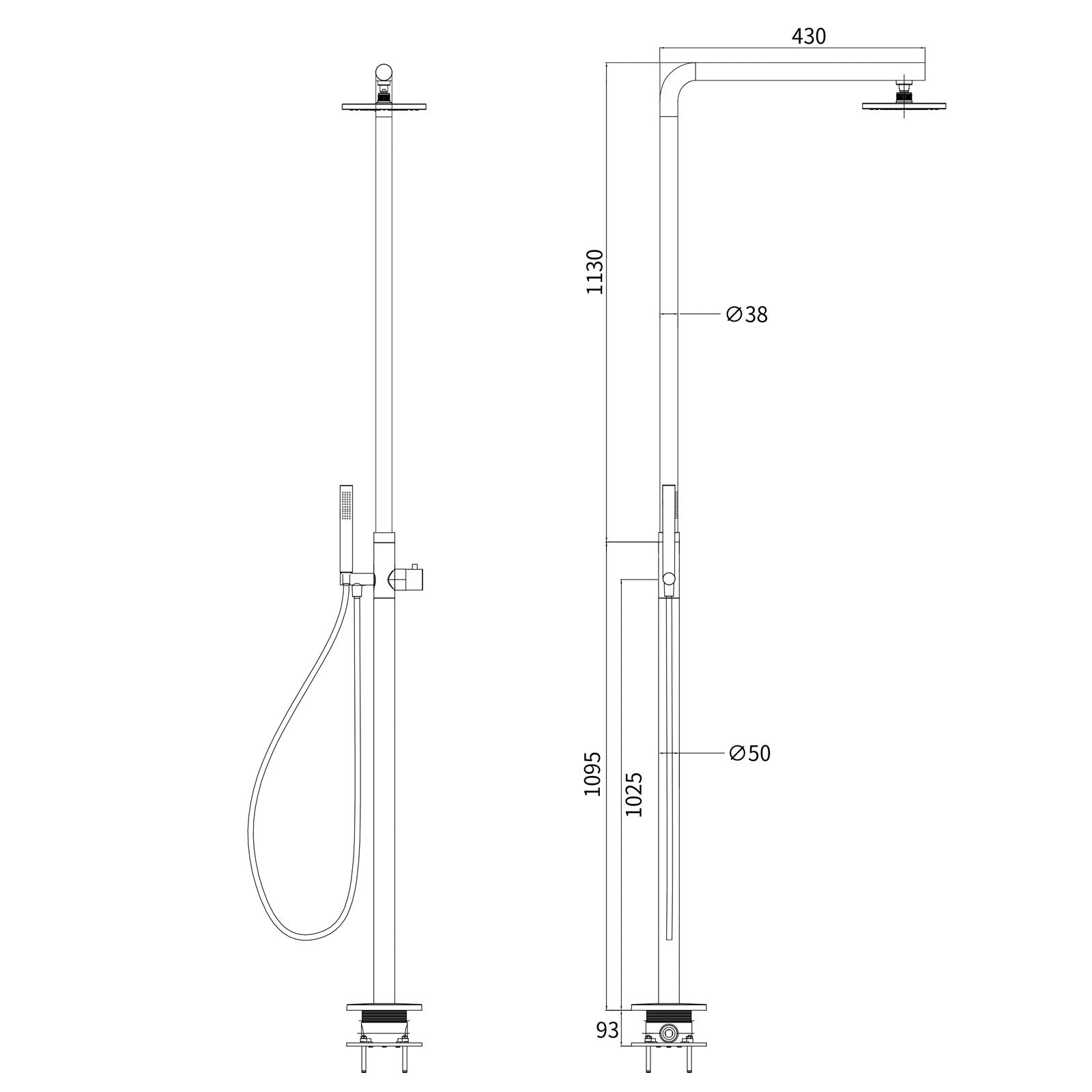WELS Matte Black 316SUS Dual Shower Set Outdoor Bath System Rainfall 10" Head
