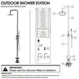 316 SUS WELS Gun Metal Twin Shower Handset Combo Outdoor Bath Rainfall 10" Head