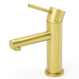 Brushed Gold Round Bathroom Basin Mixer Laundry Vanity Sink Faucet Lever Tapware