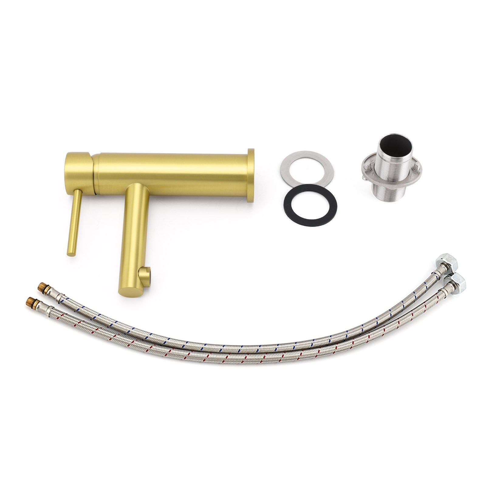 Brushed Gold Round Bathroom Basin Mixer Laundry Vanity Sink Faucet Lever Tapware