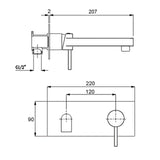 Brushed Nickel Round Wall Mounted Basin Vanity Mixer Bathtub Straight Spout Tap