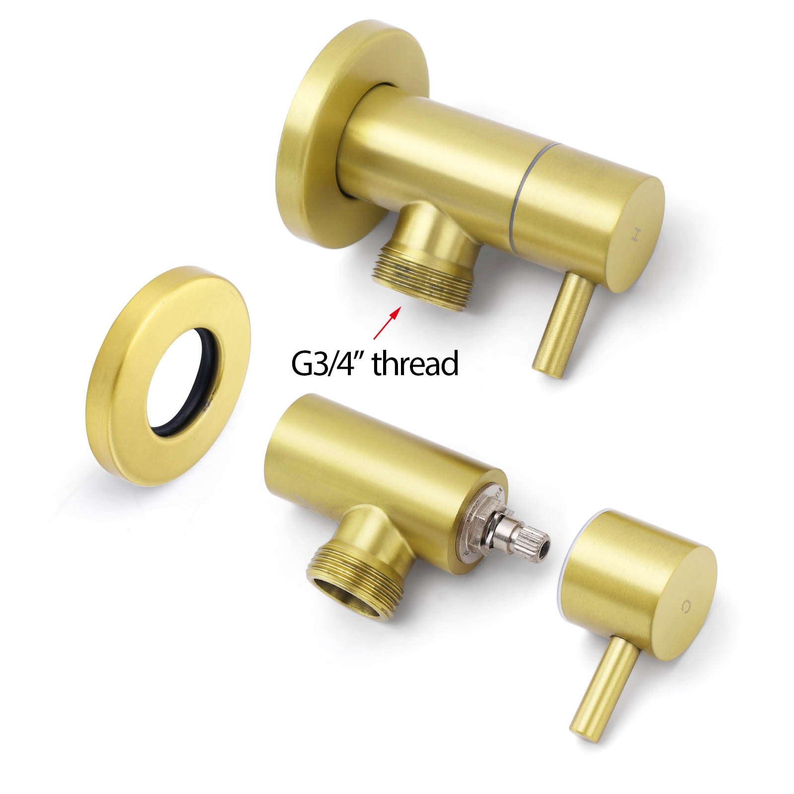 Watermark Brushed Gold Round Washing Machine 1/4 Turn Hot Cold Twin Taps Set