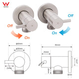 Brushed Nickel 1/4 Turn Twin Washing Machine Tap Set Wall Mounted Hot Cold Valve