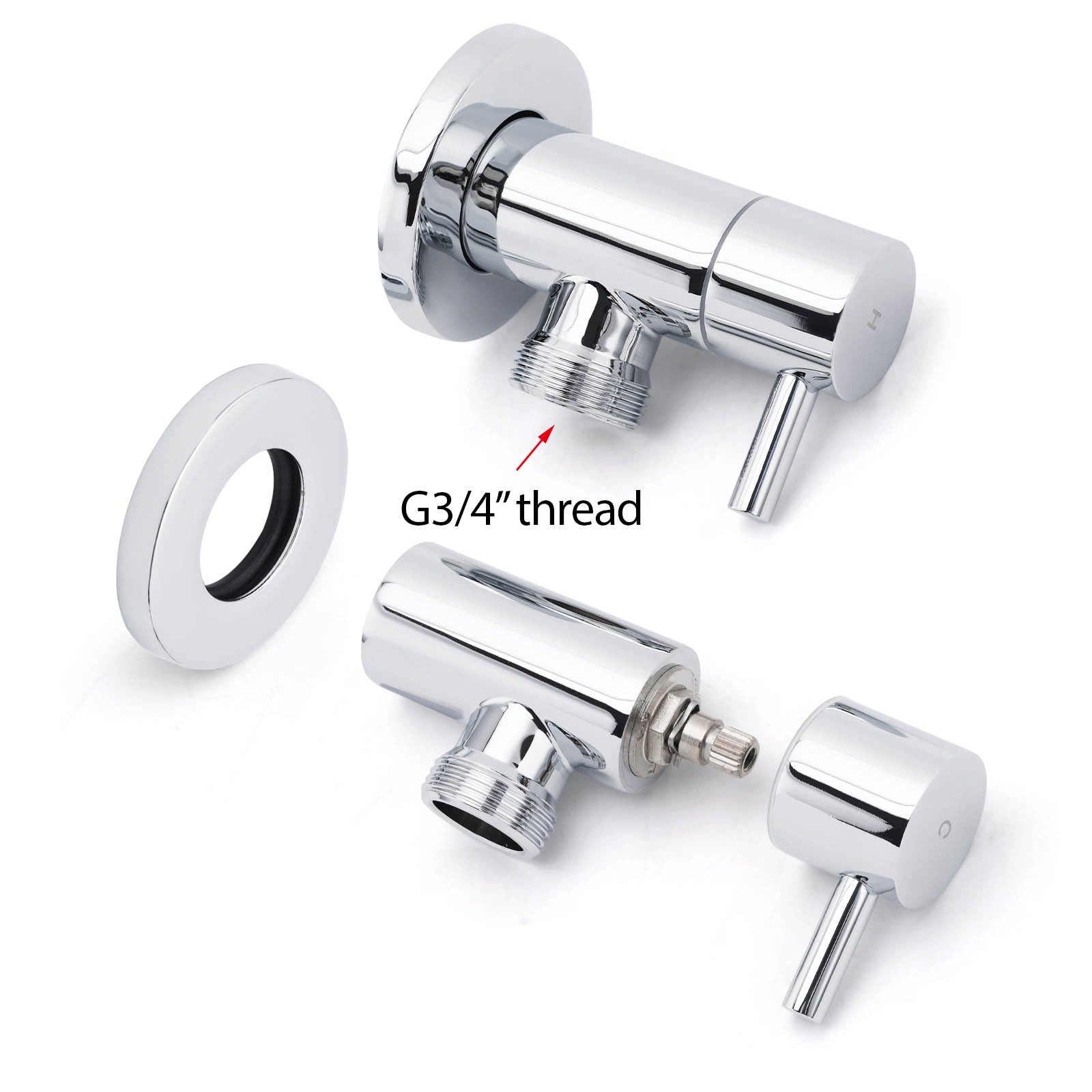 Chrome Round Wall Mounted 1/4 Turn Hot Cold Tap Pair Set For Washing Machine