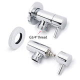 Chrome Round Wall Mounted 1/4 Turn Hot Cold Tap Pair Set For Washing Machine