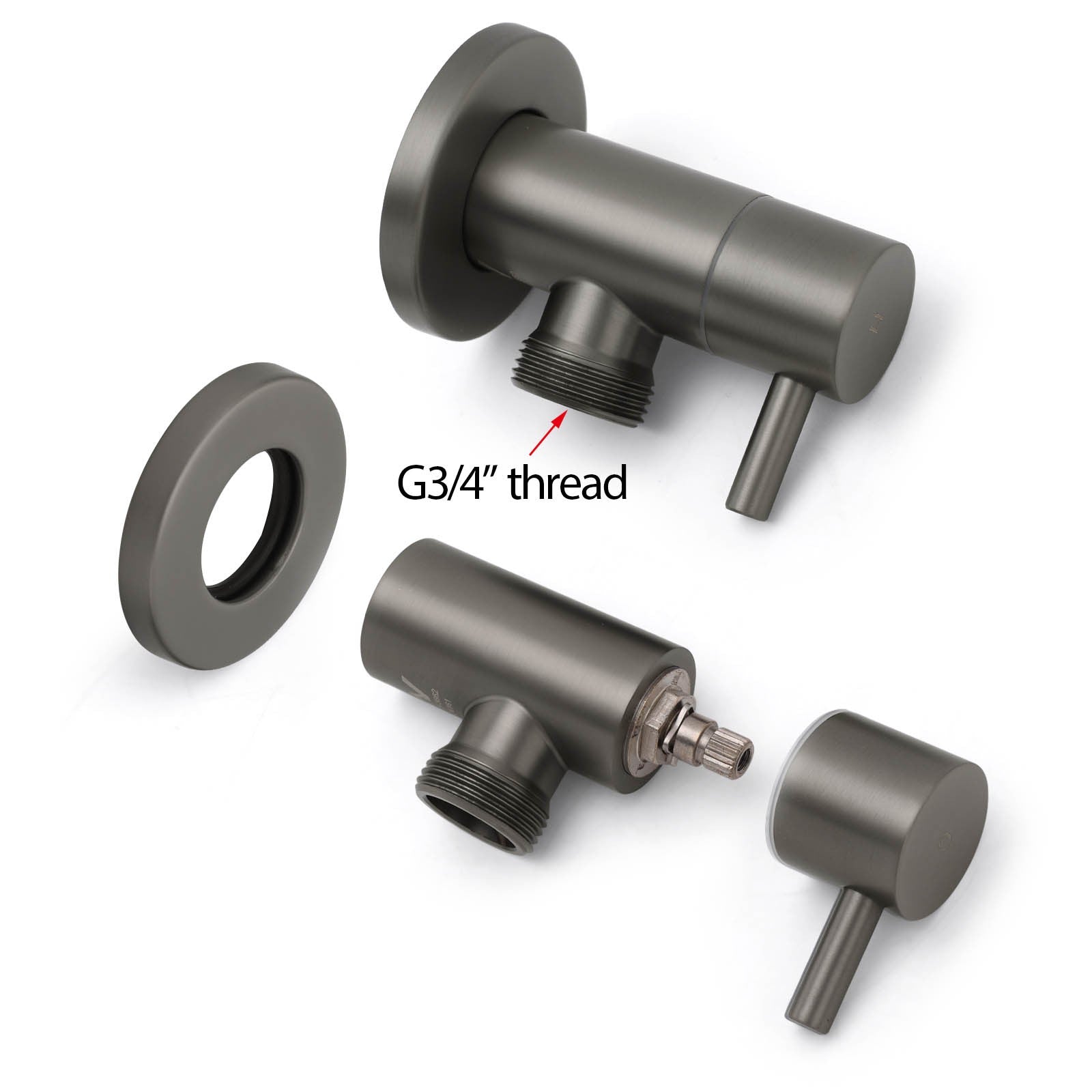 Gun Metal Grey Washing Machine 1/4 Turn Hot Cold Water Mixer Tap Set Watermark