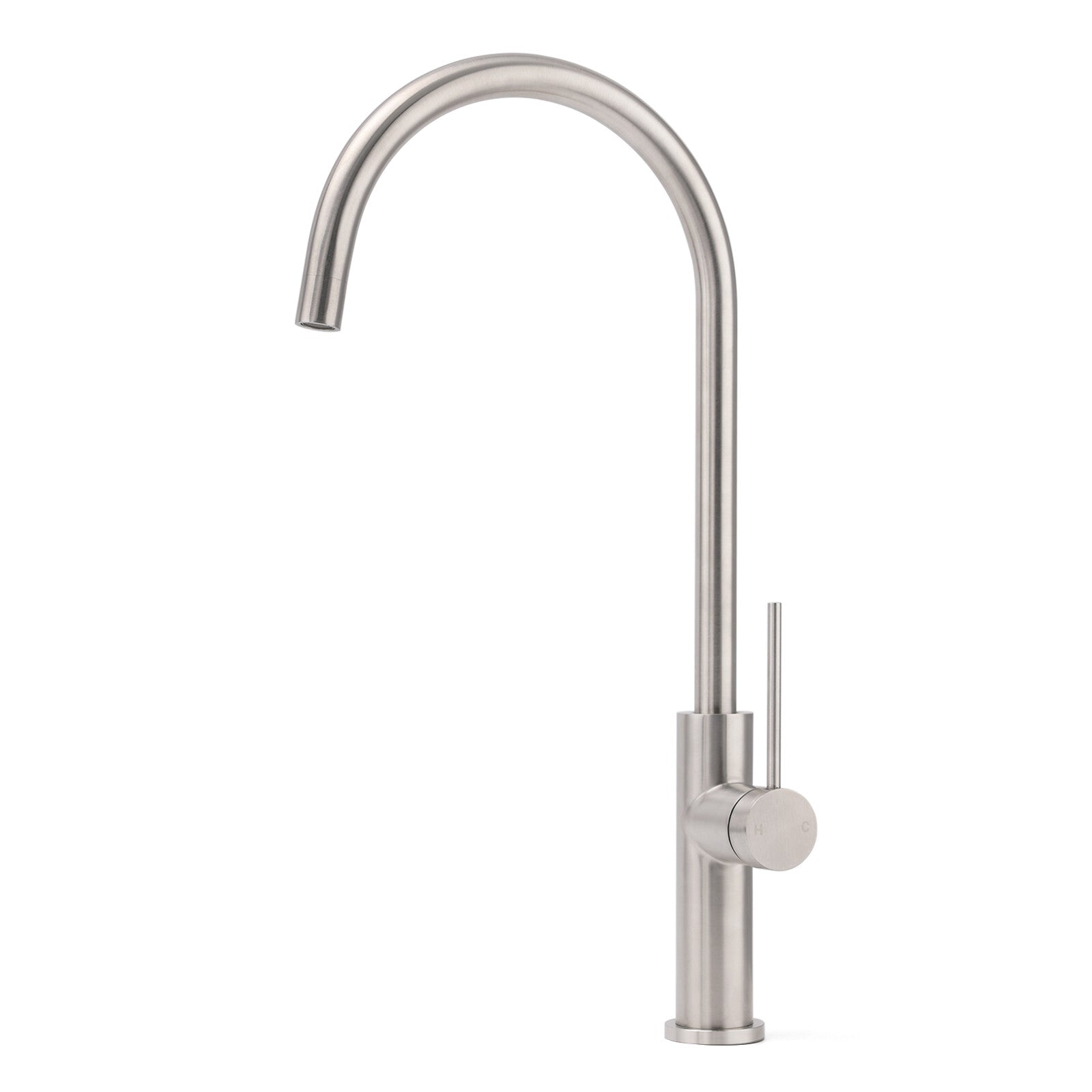 Brushed Nickel 435mm Tall Slim Round Kitchen Laundry Sink Mixer Faucet Tap Spout