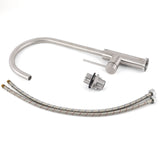 Brushed Nickel 435mm Tall Slim Round Kitchen Laundry Sink Mixer Faucet Tap Spout