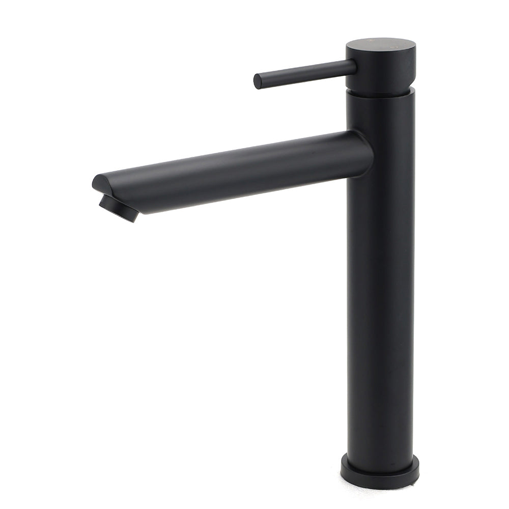 Shower Heads & Screens: WELS Matt Black Round Tall Basin Mixer Vanity Bathroon Sink Tap Laundry Faucet