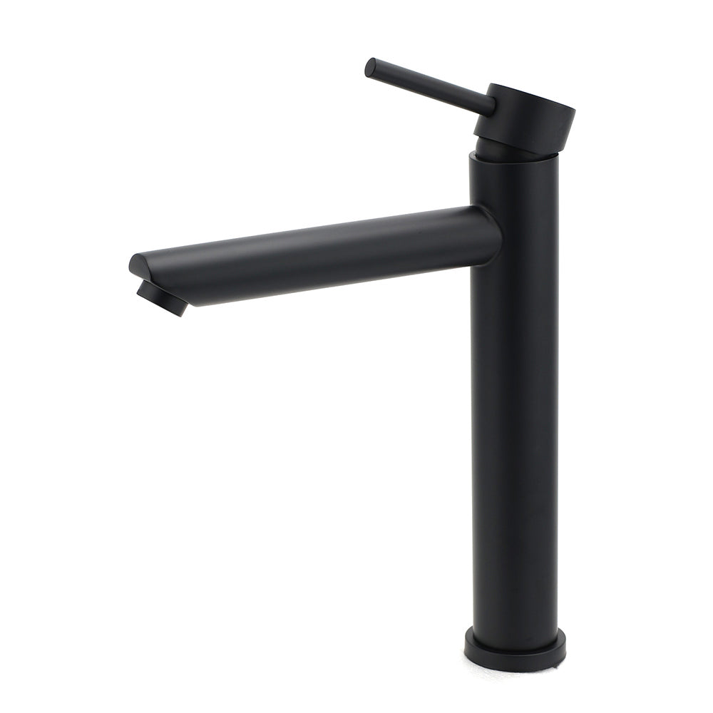 Shower Heads & Screens: WELS Matt Black Round Tall Basin Mixer Vanity Bathroon Sink Tap Laundry Faucet