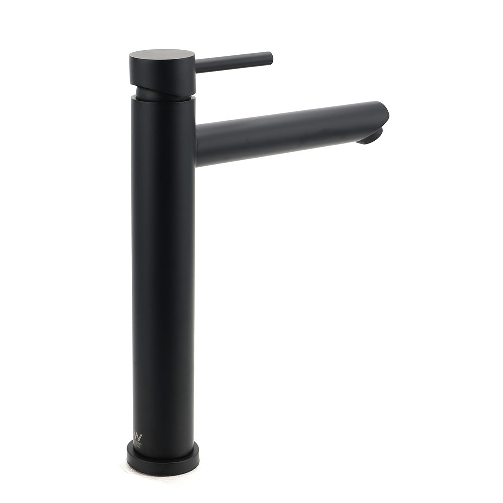 Shower Heads & Screens: WELS Matt Black Round Tall Basin Mixer Vanity Bathroon Sink Tap Laundry Faucet