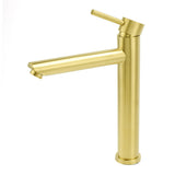 Shower Heads & Screens: WELS Brushed Gold Laundry Round Tall Basin Mixer Vanity Sink Faucet Tap 304 SUS