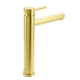 Shower Heads & Screens: WELS Brushed Gold Laundry Round Tall Basin Mixer Vanity Sink Faucet Tap 304 SUS