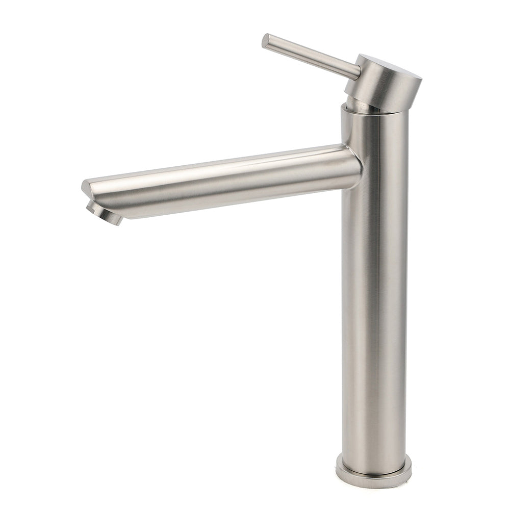 WELS Bathroom Laundry Round Basin Mixer Vanity Sink Faucet, Silver