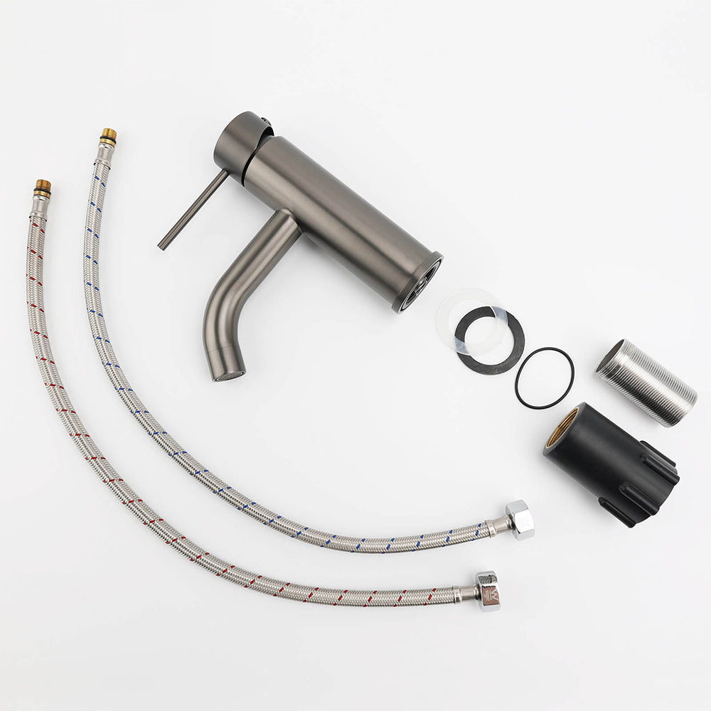 Shower Heads & Screens: WELS Gun Metal Grey Kitchen Laundry Round Basin Mixer Vanity Sink Faucet Tap Set
