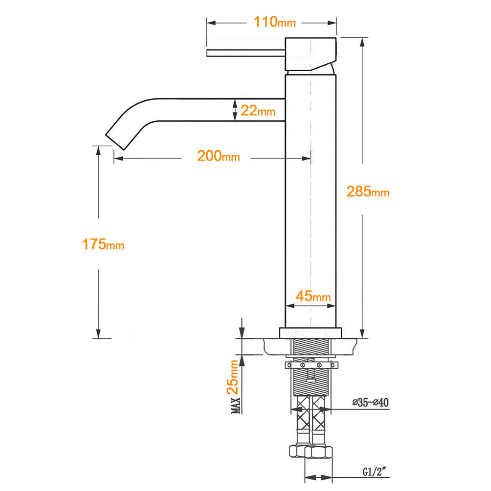 Shower Heads & Screens: WELS Gunmtal Grey Tall Kitchen Laundry Basin Mixer Vanity Sink Faucet Tap Valve