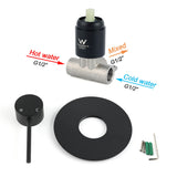 Shower Heads & Screens: Matt Black Round Bath Concealed Shower Mixer Valve Hot Cold Water Tap Watermark
