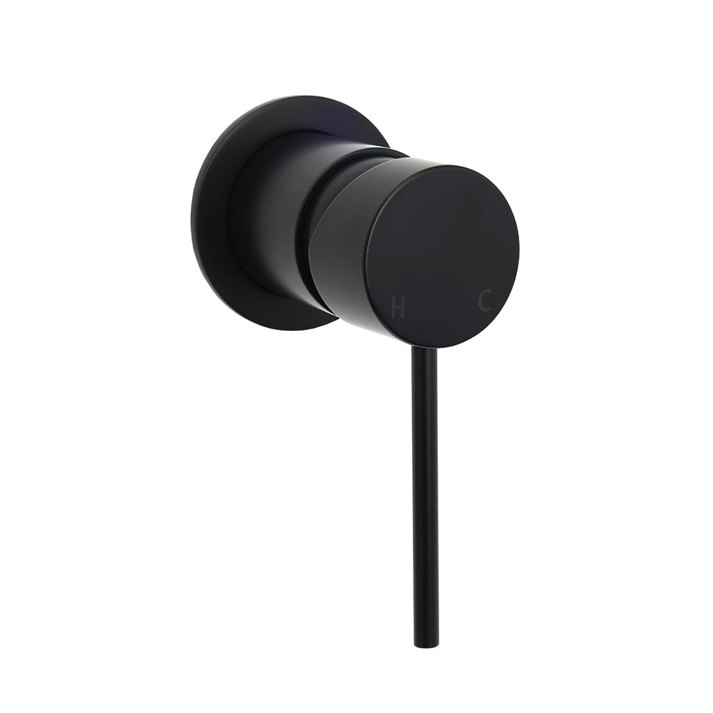 Shower Heads & Screens: Watermark Matt Black Round Bath Shower Mixer Valve Hot Cold Water Tap Small Face