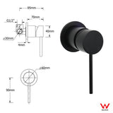 Shower Heads & Screens: Watermark Matt Black Round Bath Shower Mixer Valve Hot Cold Water Tap Small Face
