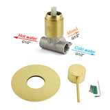 Shower Heads & Screens: Watermark Brushed Gold Round Bathroom Shower Hot Cold Mixer Ceramic Cartridge OZ