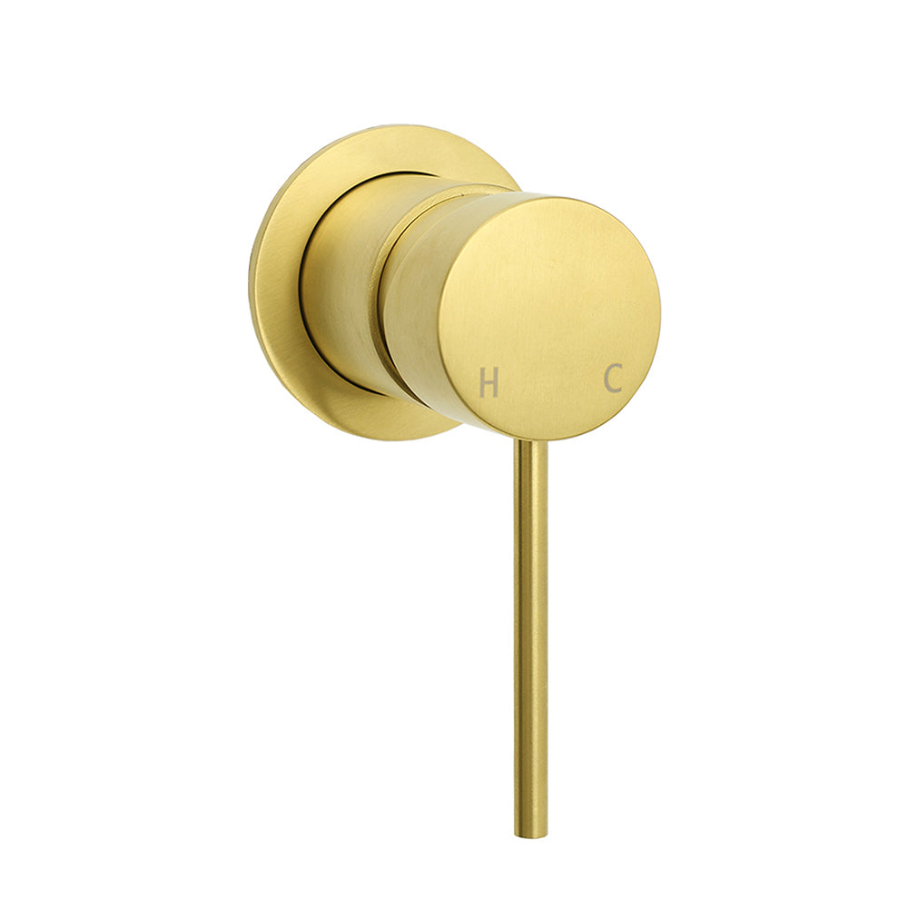 Shower Heads & Screens: Brushed Gold Round Wall Mounted Shower Mixer Hot Cold Bath Tap Valve Cartridge