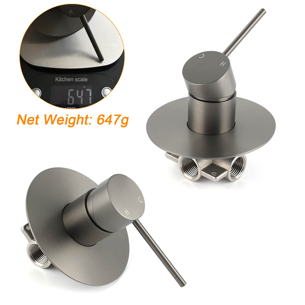 Shower Heads & Screens: Watermark Gun Metal Grey Round Bathroom Shower Hot Cold Mixer Ceramic Cartridge